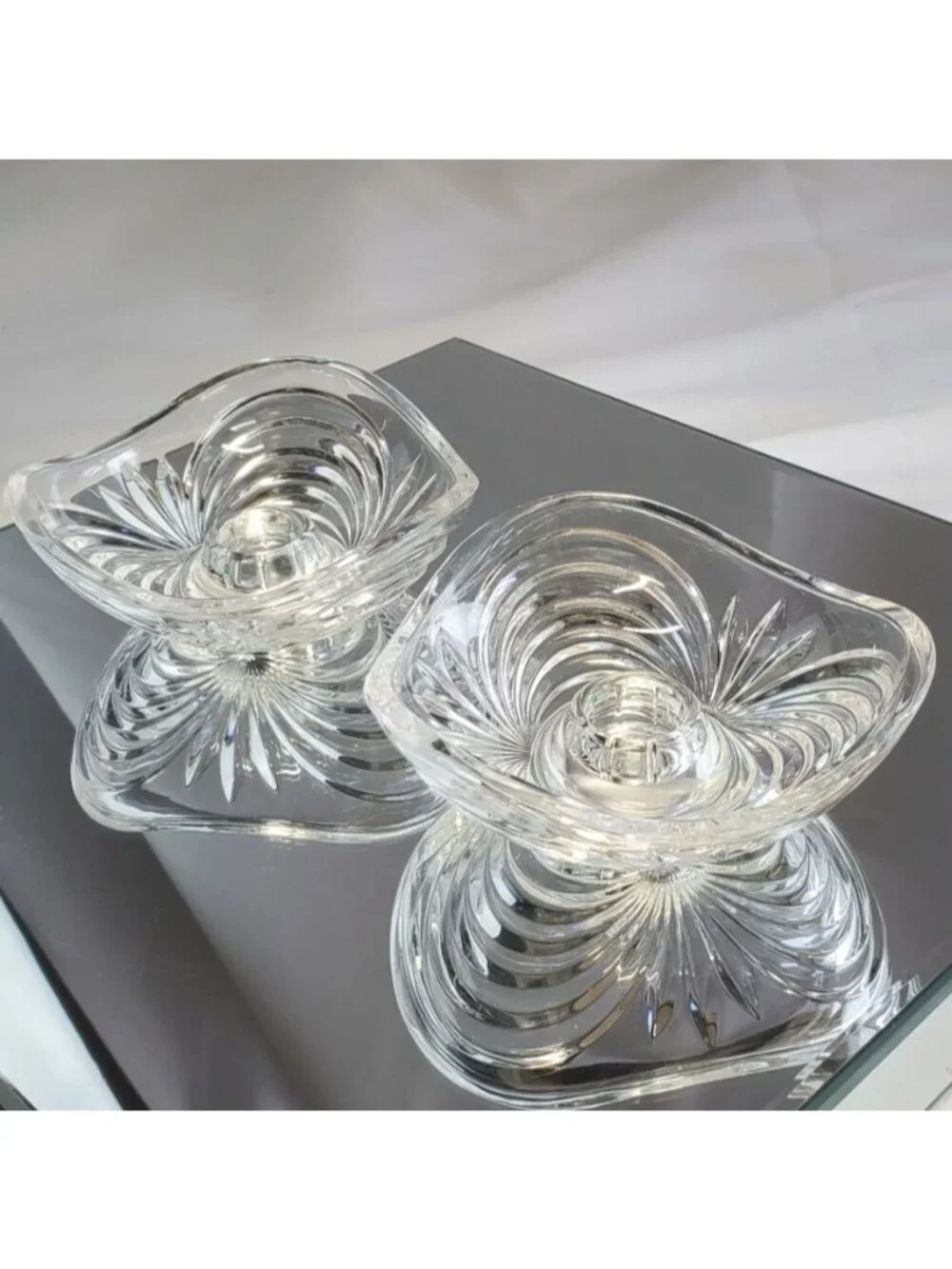 Vintage Royal Crystal Rock Aurea Taper Single Light Candle Holder - Set of 2
